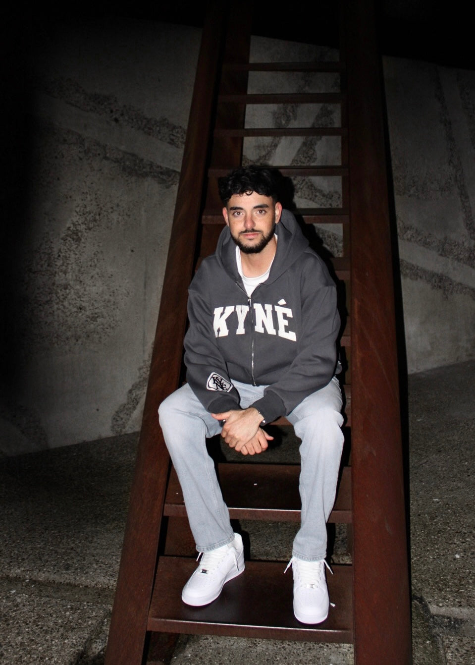 KYNE ZIP HOODIE SMOKEDBLUE
