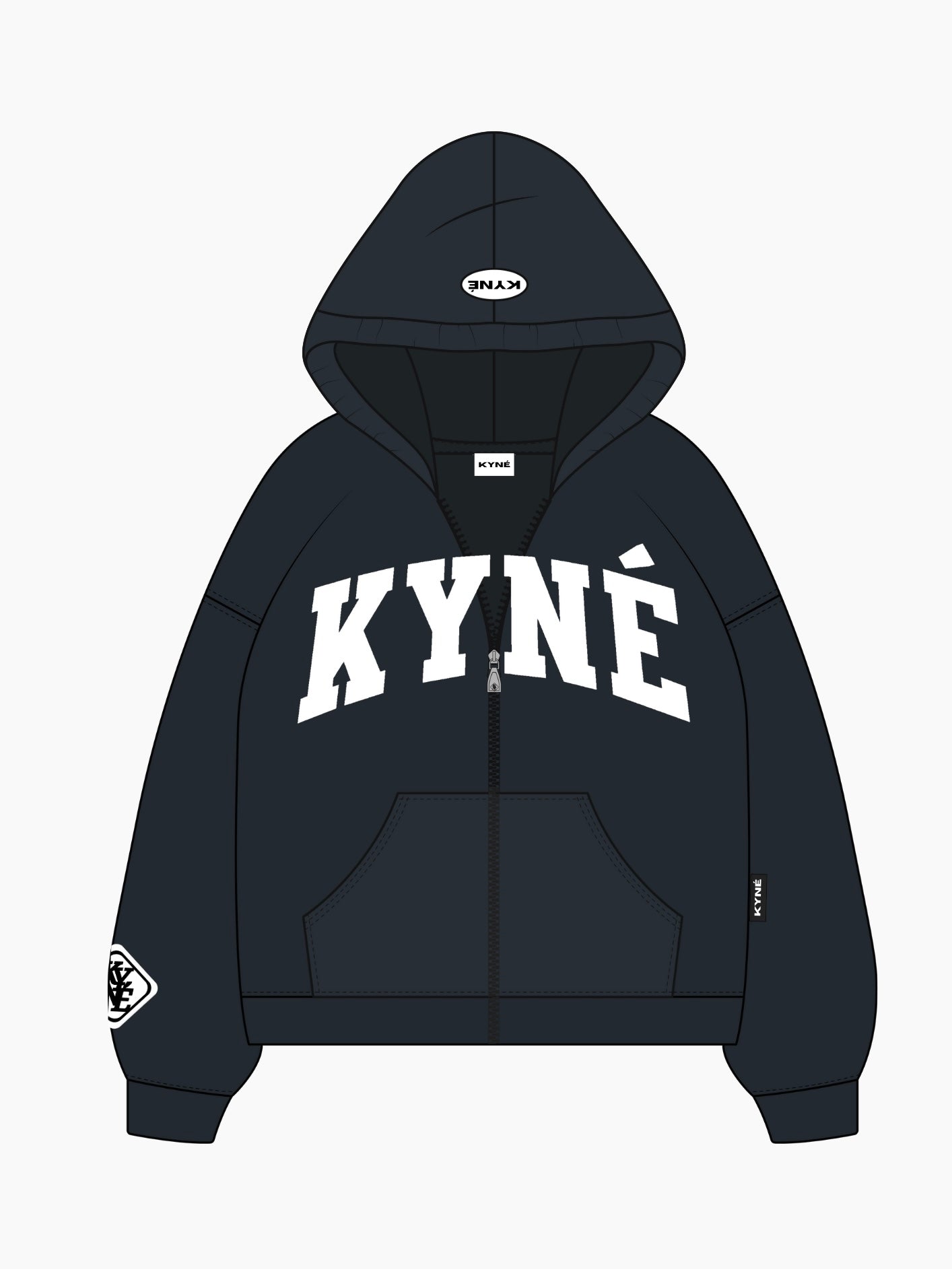 KYNE ZIP HOODIE SMOKEDBLUE